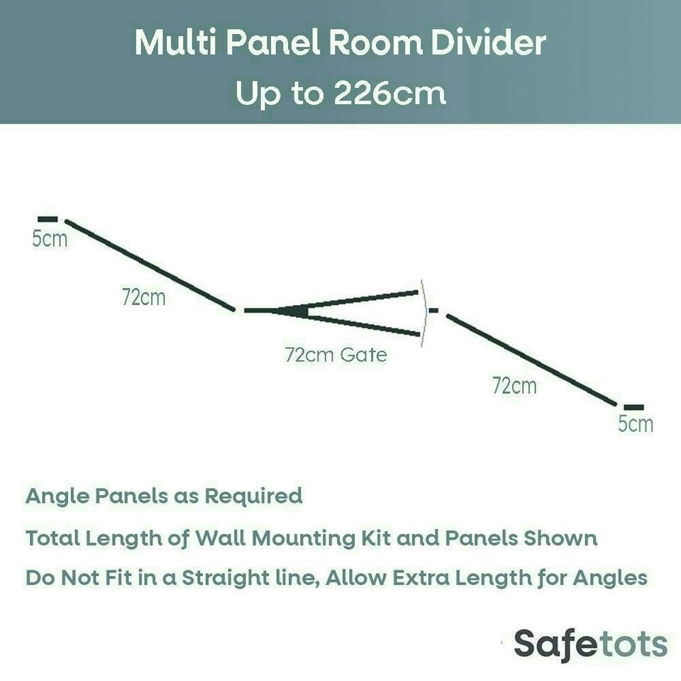 image 1 of Safetots Premium Extra Tall Room Divider, up to 226cm Wide, White, 105cm Tall, Multi Panel Flexible Room Barrier, Room Divider with Door for Baby White