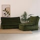 image 2 of icon Kota Velvet XL Bean Bag Sofa & Lounger Set Olive Green Bean Bag Chair Green
