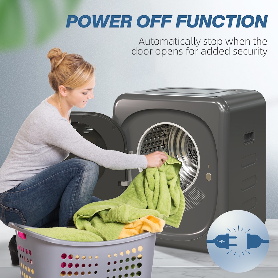image 1 of HOMCOM 2.5 kg 800W Vented Tumble Dryer with Deodorize, Smart Mode, Grey