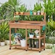 image 2 of Yaheetech Outdoor Garden Potting Bench with Sink | Brown | One Size