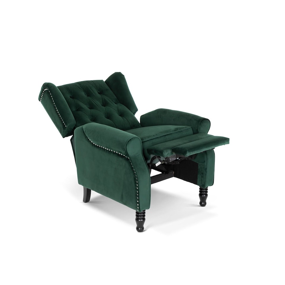image 1 of Velvet Bottle Green Marianna Manual Recliner Wingback Chair