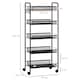 image 7 of HOMCOM 5 Tier Utility Rolling Cart with Removable Mesh Baskets, Black