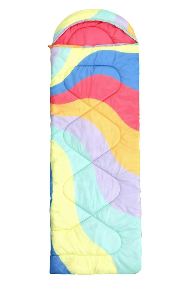 image 1 of Mountain Warehouse Apex 250 Square Sleeping Bag with Carry Bag Two Way Zip Bed | Multi | Rainbow