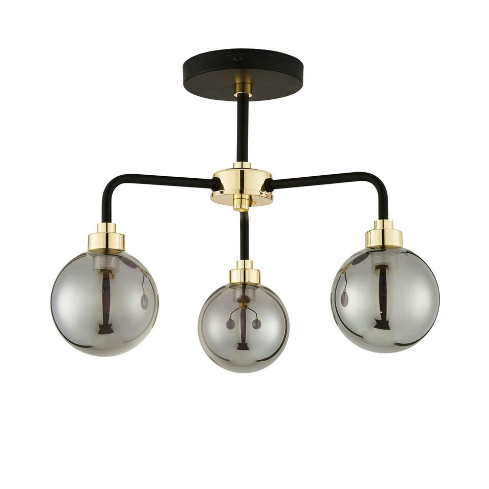 image 1 of First Choice Lighting Black Paint and Smoked Glass 3 Light Black | Grey