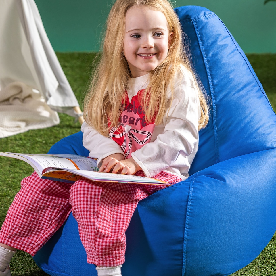 image 1 of Kids Recliner Beanbag Indoor and Outdoor Blue Set of 2 | Blue | Blue | M | 1