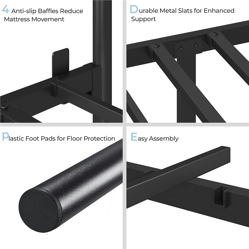 image 1 of Yaheetech 4ft6 Double Metal-Framed Bed Base with Storage Black