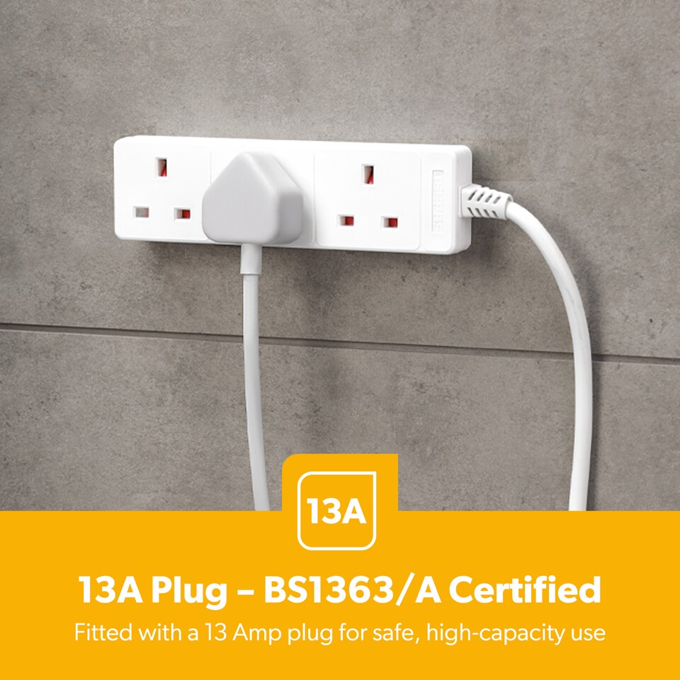 image 1 of GEEPAS 3 Gang Extension Lead, 2M Cable