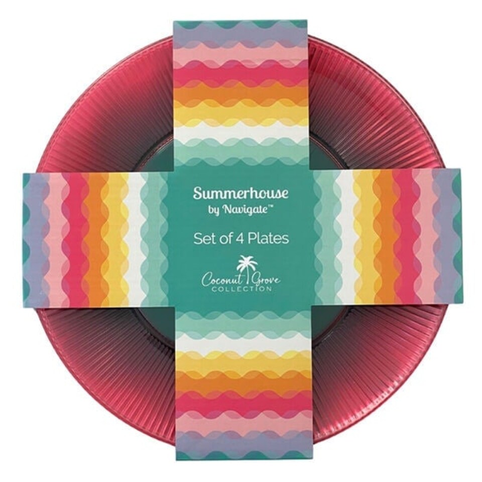 image 1 of Summerhouse by Navigate Coconut Grove Ombre Set of 4 Plates | Pink