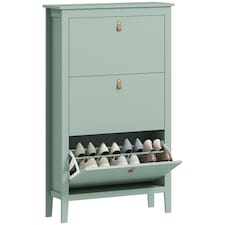 HOMCOM 3 Drawer Shoe Cabinet with Flip Doors for Hallway, Entryway Green | 80W x 24D x 131H cm