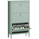 image 1 of HOMCOM 3 Drawer Shoe Cabinet with Flip Doors for Hallway, Entryway Green | 80W x 24D x 131H cm