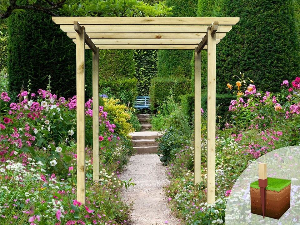 image 1 of eDecks Village Walkway Garden Pergola w/ Bolt Down Anchors 2.1m - 2.4 x 2.4m