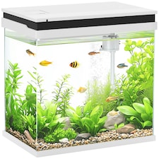 PawHut 26L Small Fish Tank with Filter System, LED Lights, Water Pump, White