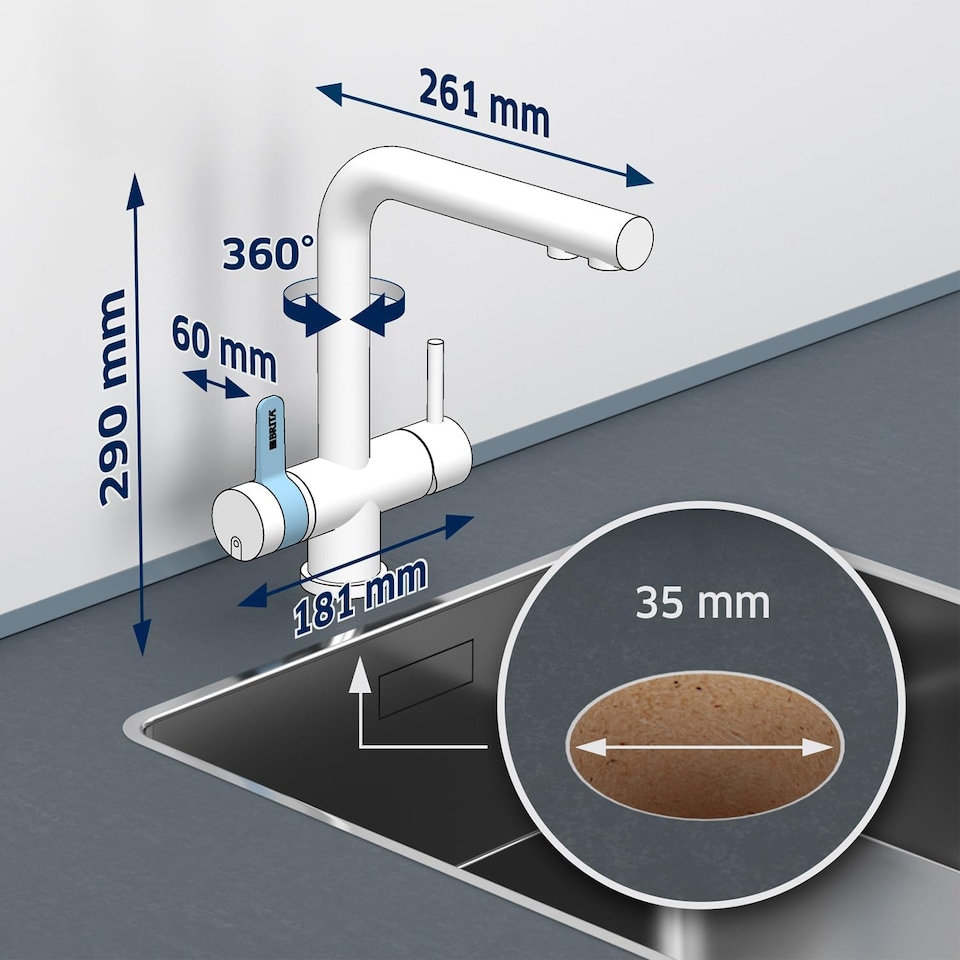 image 1 of BRITA mypure P1 Water Filter Kitchen Tap - Rectangle - Includes 1x BRITA P1000 Cartridge