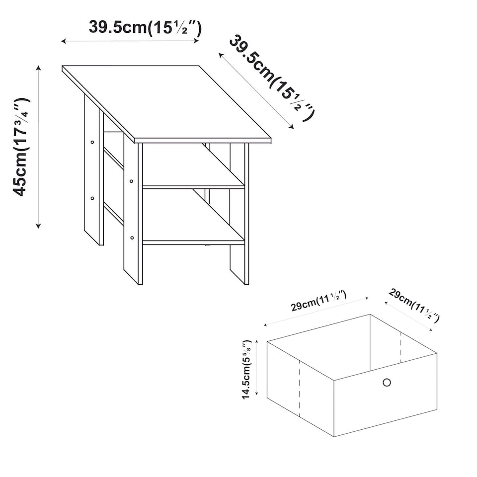 image 1 of 2-Tier 1- Drawer Wooden Side Table | White | White & Cream | 1