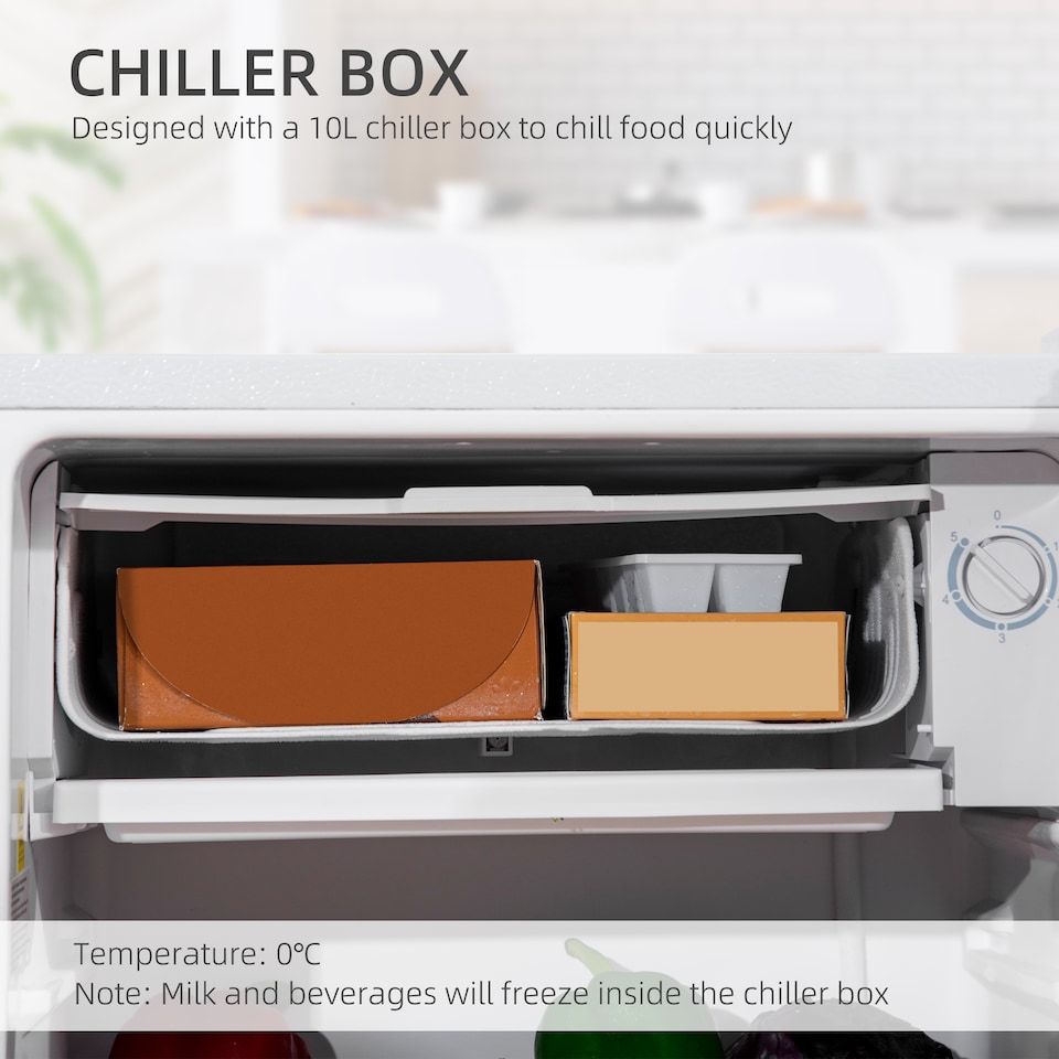 image 1 of HOMCOM 91L Under Counter Fridge Good Housekeeping Institute Approved White