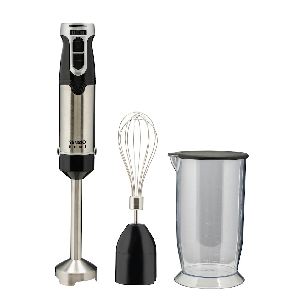 image 1 of Sensio Home 1000W Powerful Hand Blender 3 in 1 Stainless Steel with Attachment, 700ml Mixing Beaker & Whisk