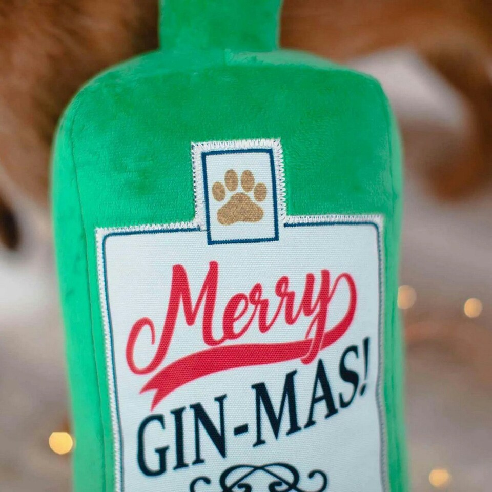 image 1 of House Of Paws Merry Gin-Mas Jumbo Dog Squeak Toy - Green/White - One Size
