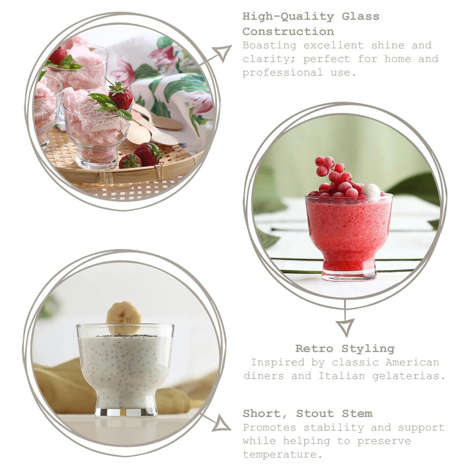 image 1 of LAV Petit Glass Ice Cream Bowls - 240ml - Pack of 6 Clear