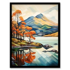 Shadow Ben Lomond Loch Reflections Autumn Black Framed Wall Art Print A4