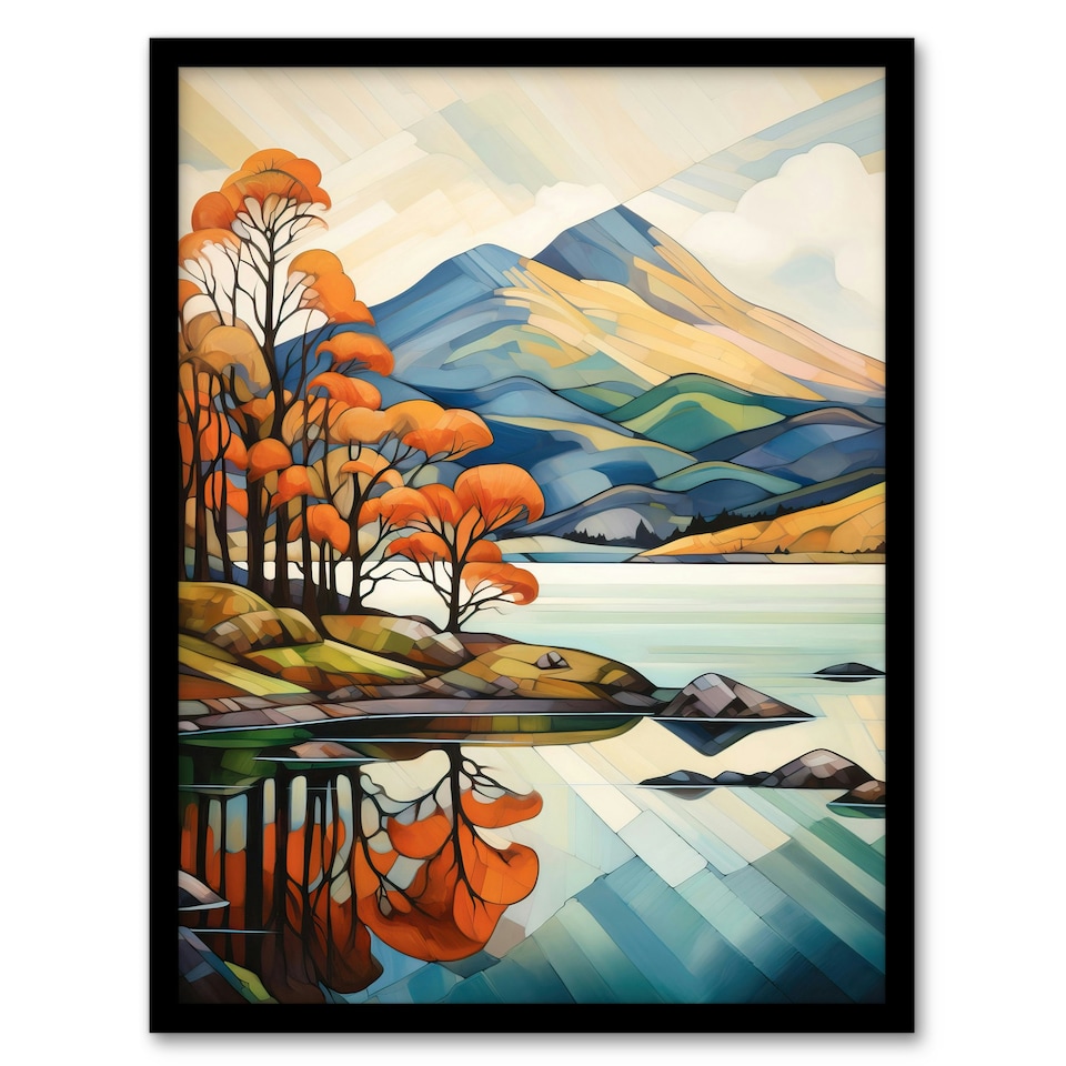 image 1 of Shadow Ben Lomond Loch Reflections Autumn Black Framed Wall Art Print A4