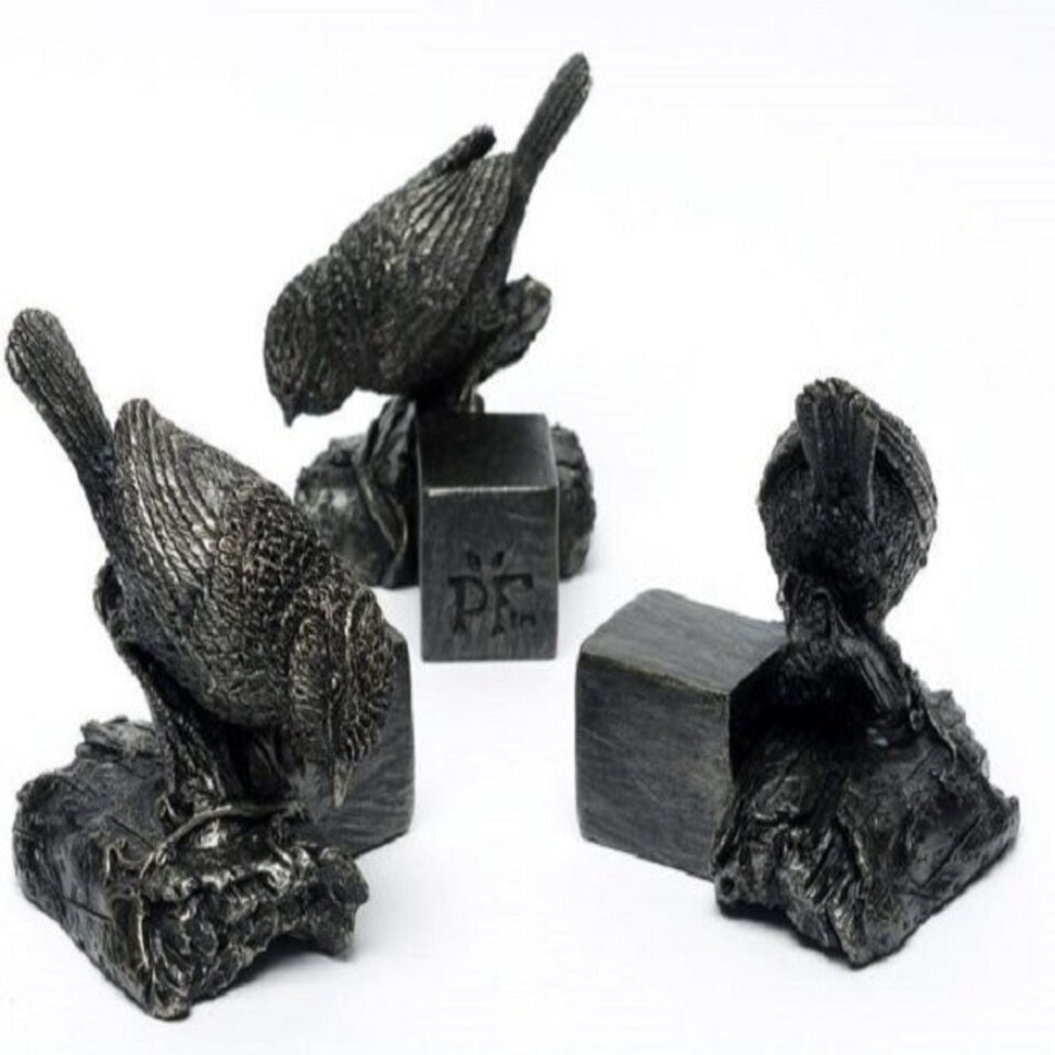 image 1 of Blue Tit On Log Plant Pot Feet - Set of 3 - L7 x W6.5 x H8 cm | Brown