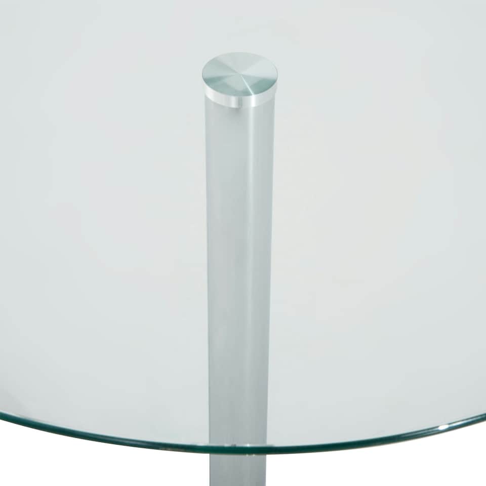 image 1 of HOMCOM Round Dining Table Bistro Pub Counter w/ Tempered Glass Top for Kitchen