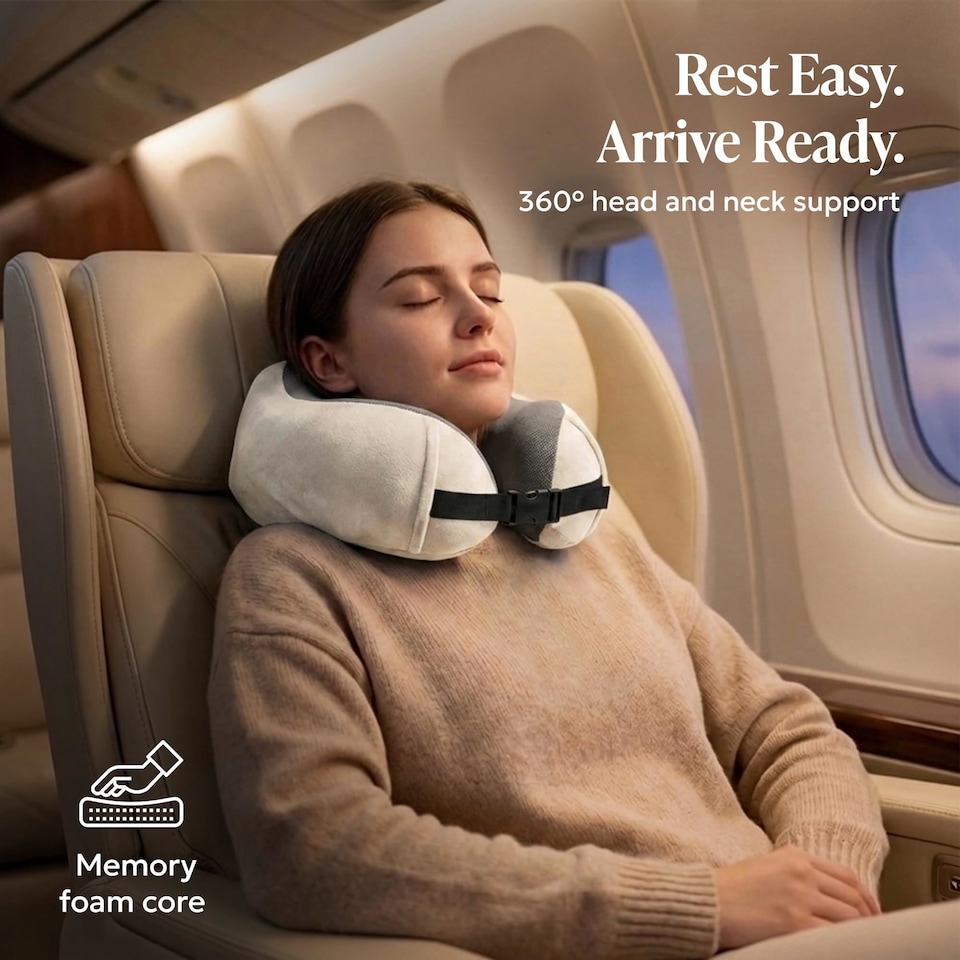image 1 of Lugg Memory Foam Travel Pillow with Storage Bag 360 Degree Neck Support