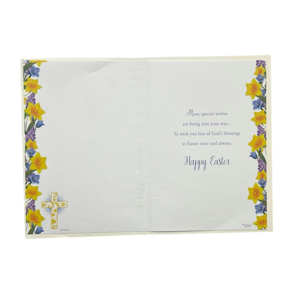 image 1 of Easter Blessings Traditional Yellow Floral Design Card