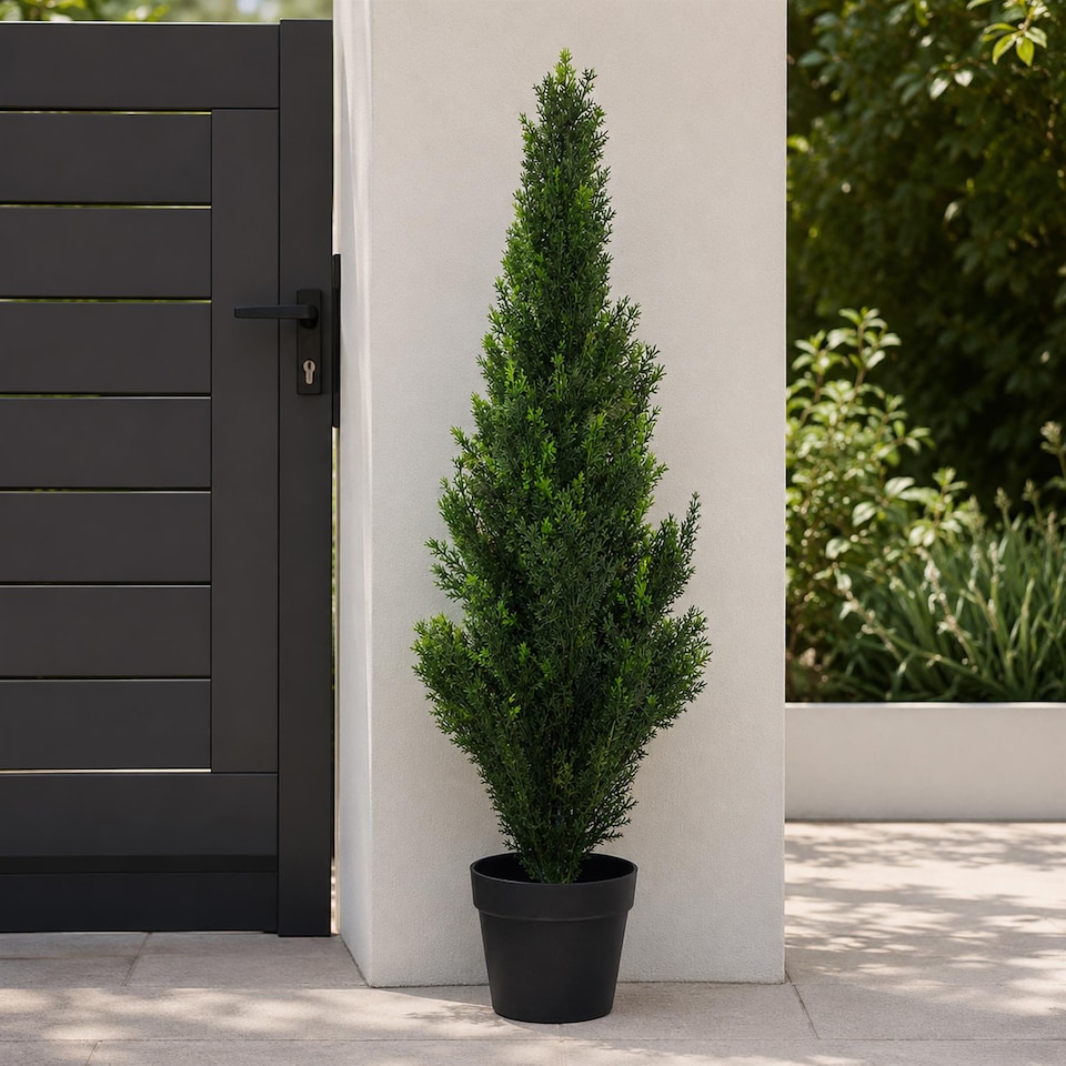 image 1 of 90cm Artificial Cedar Cypress Topiary UV Resistant