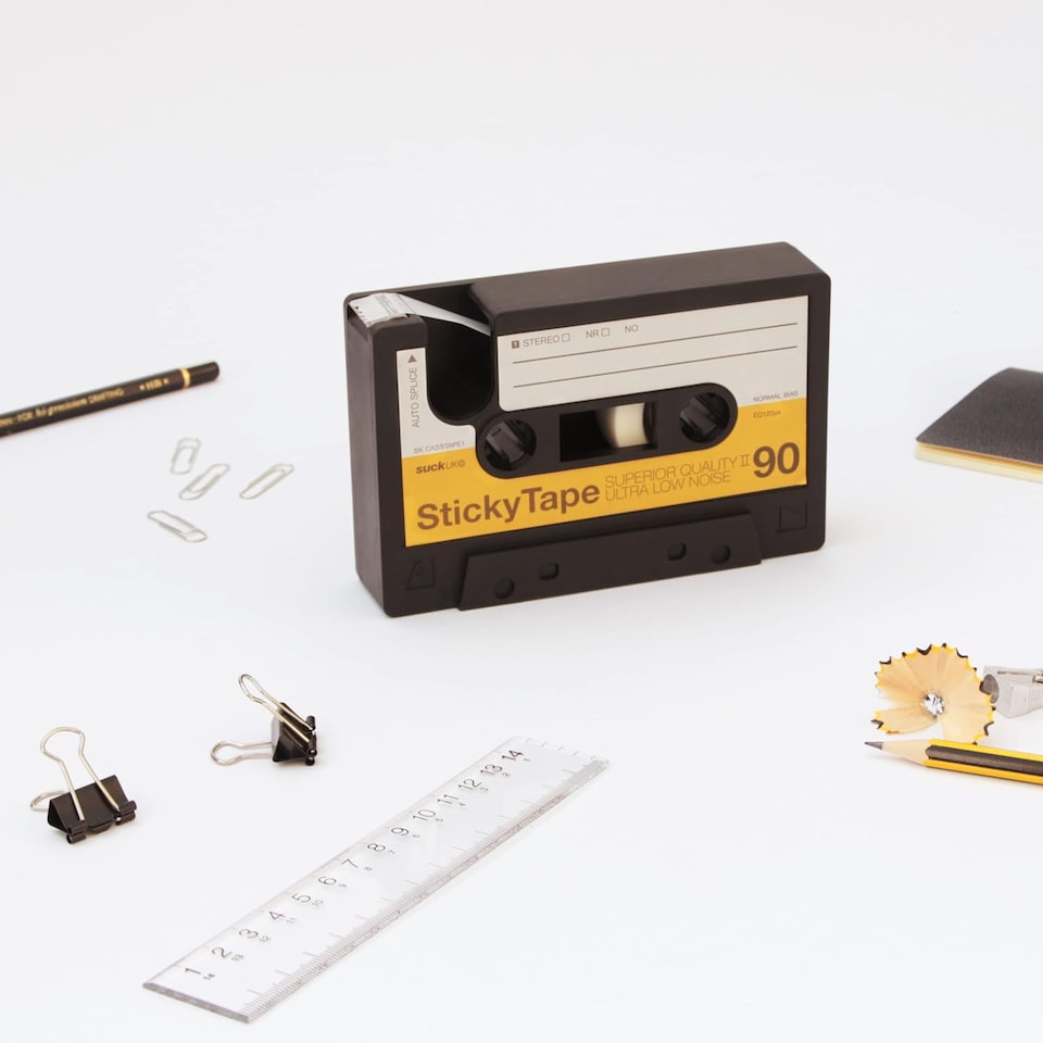 image 1 of Suck UK 3 Piece Cassette Tape Notebooks & Retro Cassette Tape Dispenser Desk