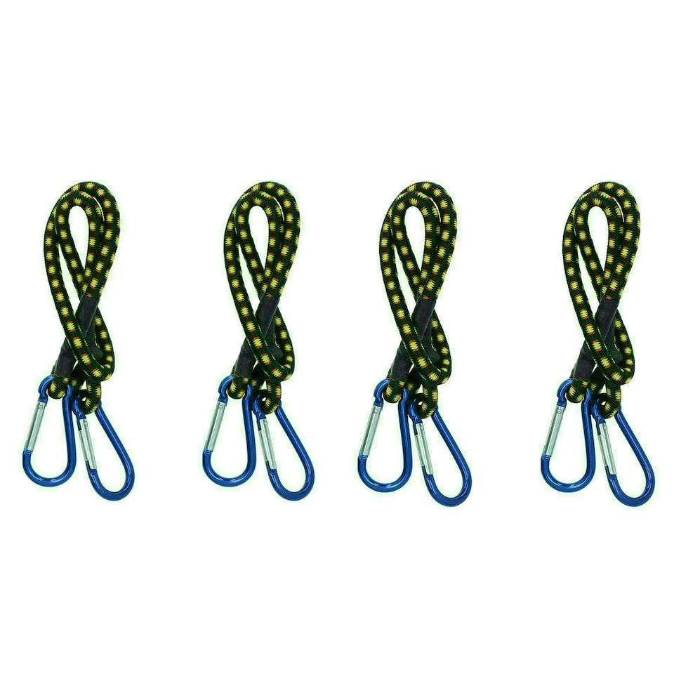 image 1 of 24" Bungee Strap with Aluminium Carabiners Hook Tie Down Fastener Holder 4pc