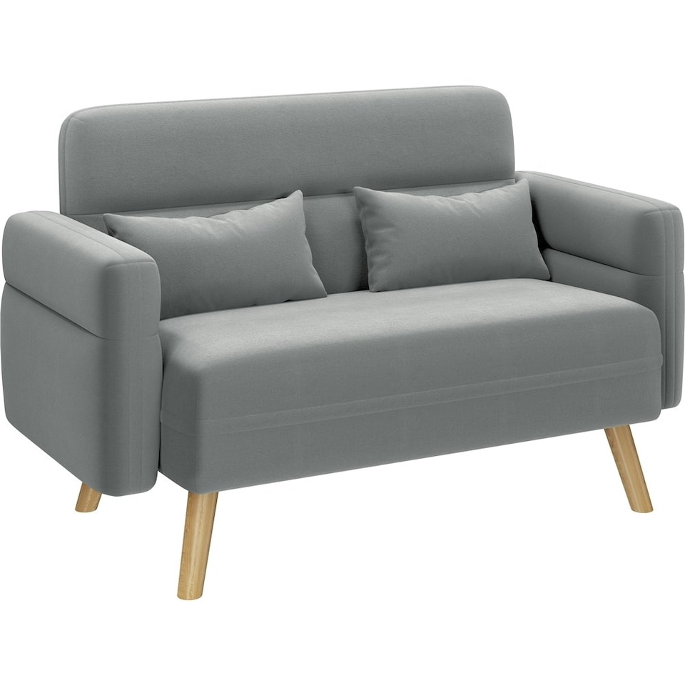 image 1 of Yaheetech Fabric Loveseat Sofa with Lumbar Pillows for Small Space