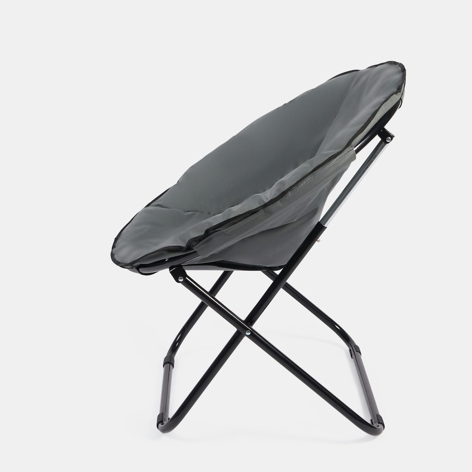 image 1 of OHS Plain Dyed Portable Lightweight Folding Soft Plush Padded Outdoor Garden Travel Camping Moon Chair Grey | Charcoal