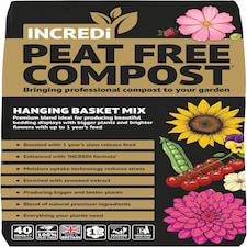 Incredipeatfree Premium Hanging Basket Compost 40L 100 Percent Peat Free With Slow Release Nutrients and 120g Fertiliser for Vibrant Baskets