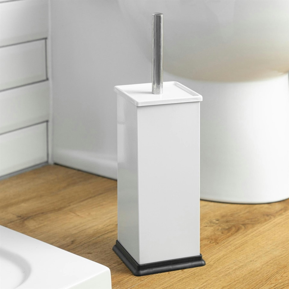 image 1 of Harbour Housewares Square Toilet Brush - White White