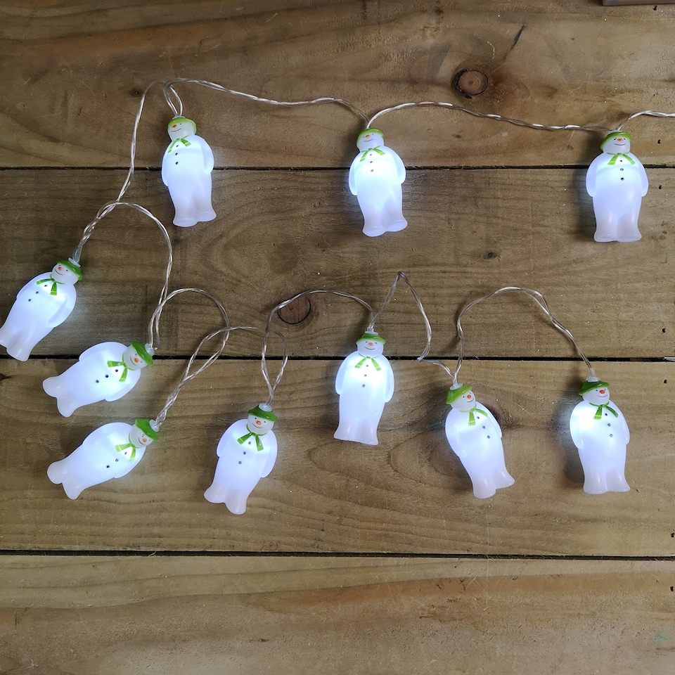 image 1 of The Snowman And The Snowdog Battery Operated 10 Snowmen LED Indoor String Light Ice White LEDs
