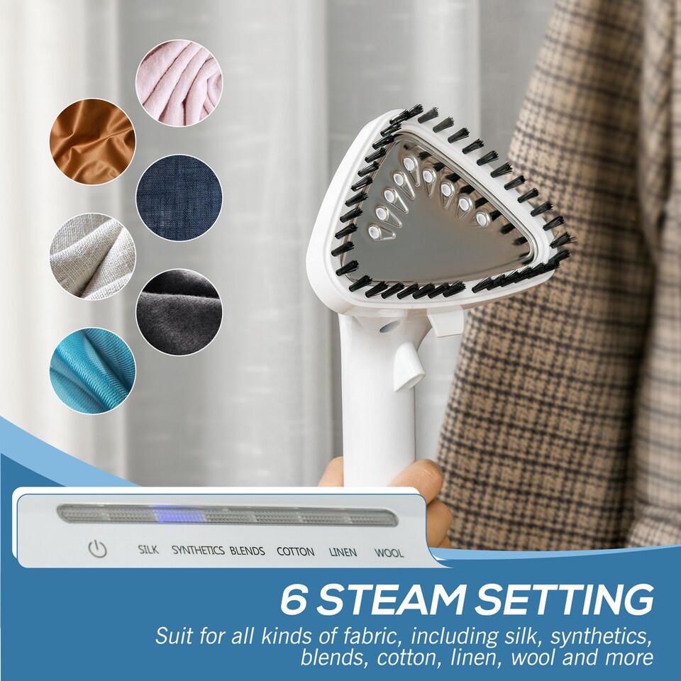 image 1 of HOMCOM Upright Garment Clothes Steamer with 6 Steam Setting, 45s Fast Heat-up, 1.7L Water Tank and 35gmin steam flow, Wrinkle and Odour Remover Suitable for all Fabrics, 1960W, White