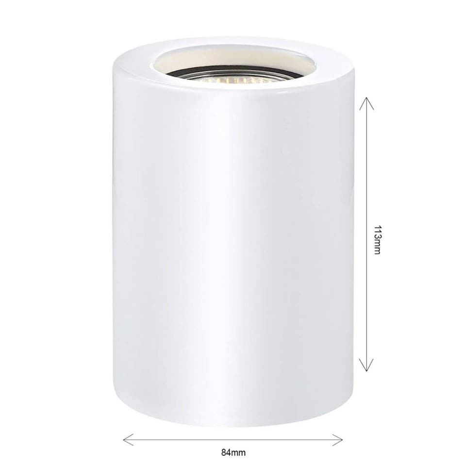 image 1 of Small and Contemporary White Gloss LED Table/Floor Lamp Uplighter | White | White | 1