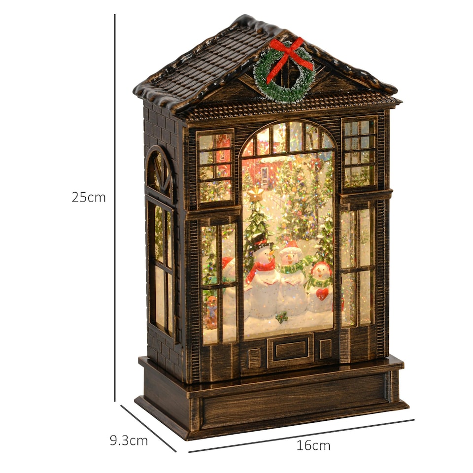 image 1 of HOMCOM Christmas Snow Globe Lantern with Lights for Holiday, Bronze Tone