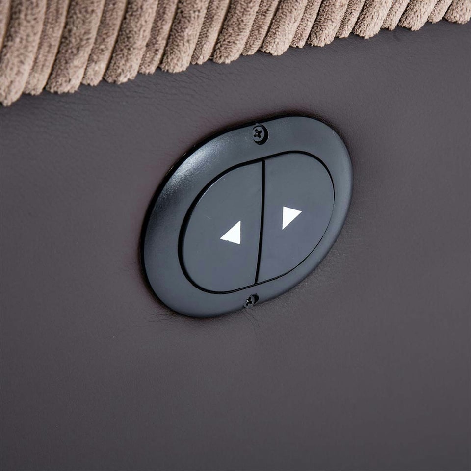 image 1 of Postana 3 Seater Electric High Back Jumbo Cord Fabric Recliner Sofa (Brown)