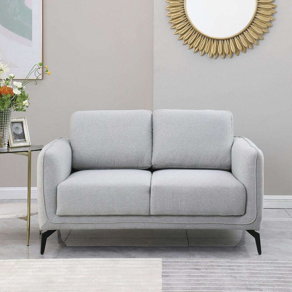image 1 of Oslo Modern Scandi Style Fabric Living Room 2 Seater Sofa (Light Grey)