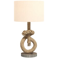 HOMCOM Nautical Table Lamp with USB Charging Port, Bedside Lamp for Bedroom Living Room, Warm White LED Bulb Included, with Hemp Rope, Natural