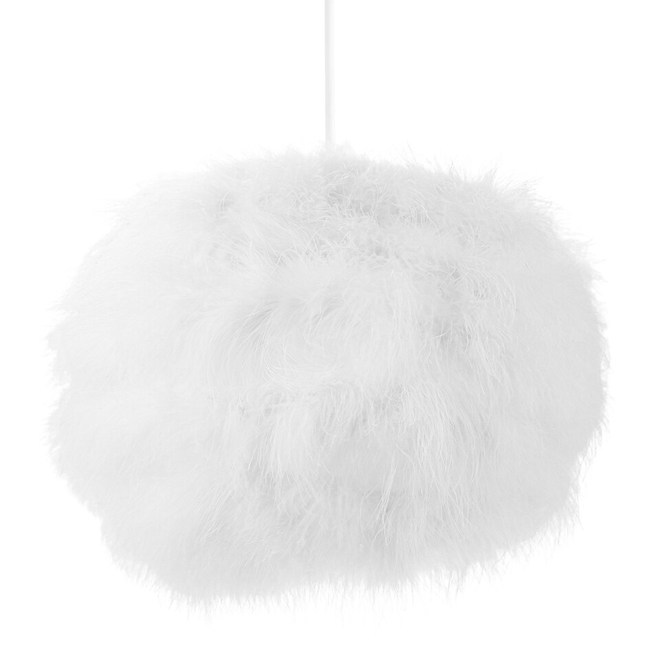 image 1 of Modern and Distinctive Small Real White Feather Decorated Pendant Light Shade | White