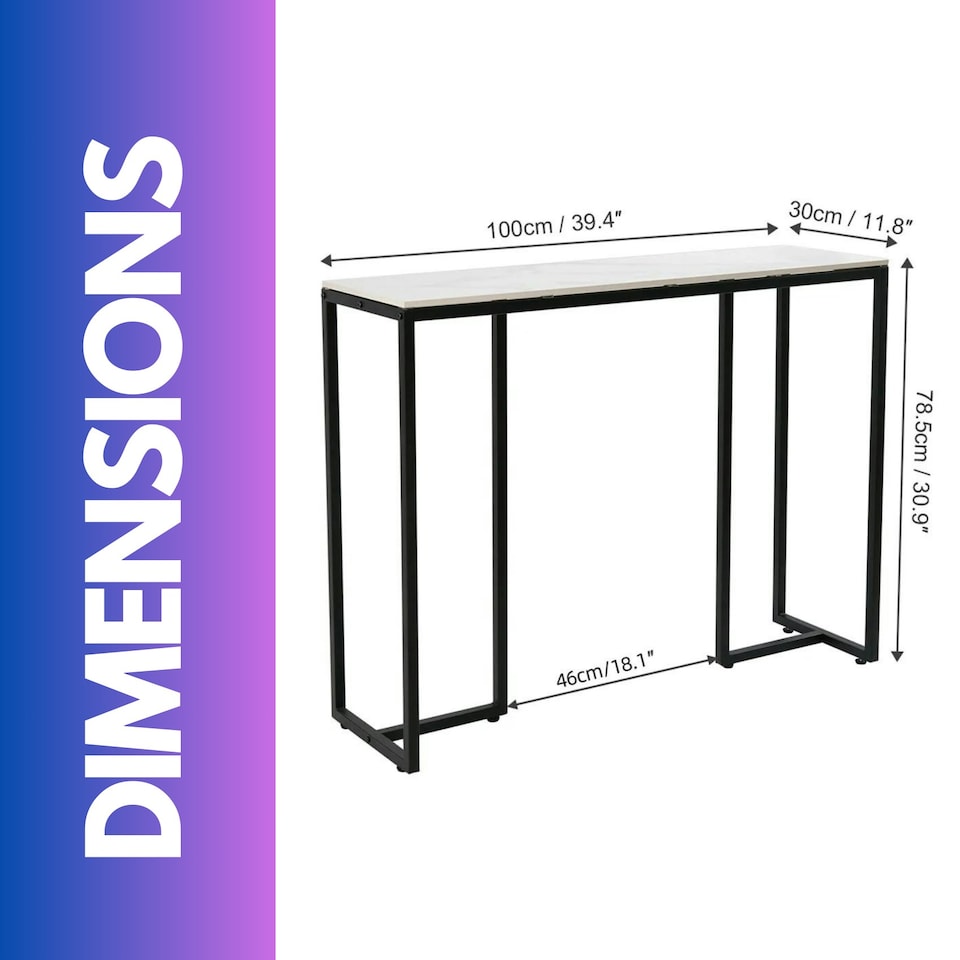 image 1 of Marble Hallway Console Table With 3 Legs White And Black White