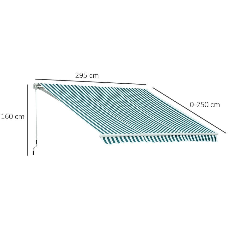 image 1 of Outsunny Garden Sun Shade Canopy Retractable Awning, 3 x 2.5m, Green and White 