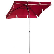 Outsunny 2 x 1.3m Garden Parasol Umbrella, Outdoor Market Table Umbrella with Ruffles  Aluminium Pole, Rectangular Tilting Parasol Sun Shade Canopy, Red