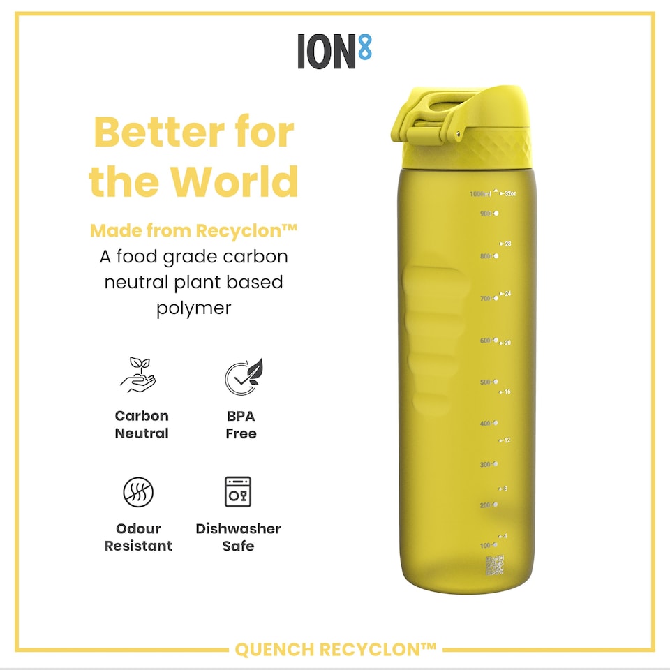 image 1 of Leak Proof 1 Litre Water Bottle, BPA Free, 1000ml (32oz) | Yellow | Yellow | 1L