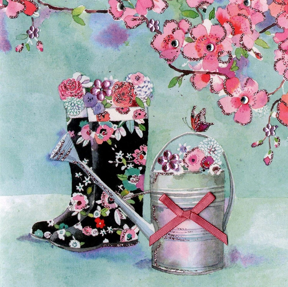 Gardening Embellished Greeting Card Blank Inside Hand-Finished Blank Cards