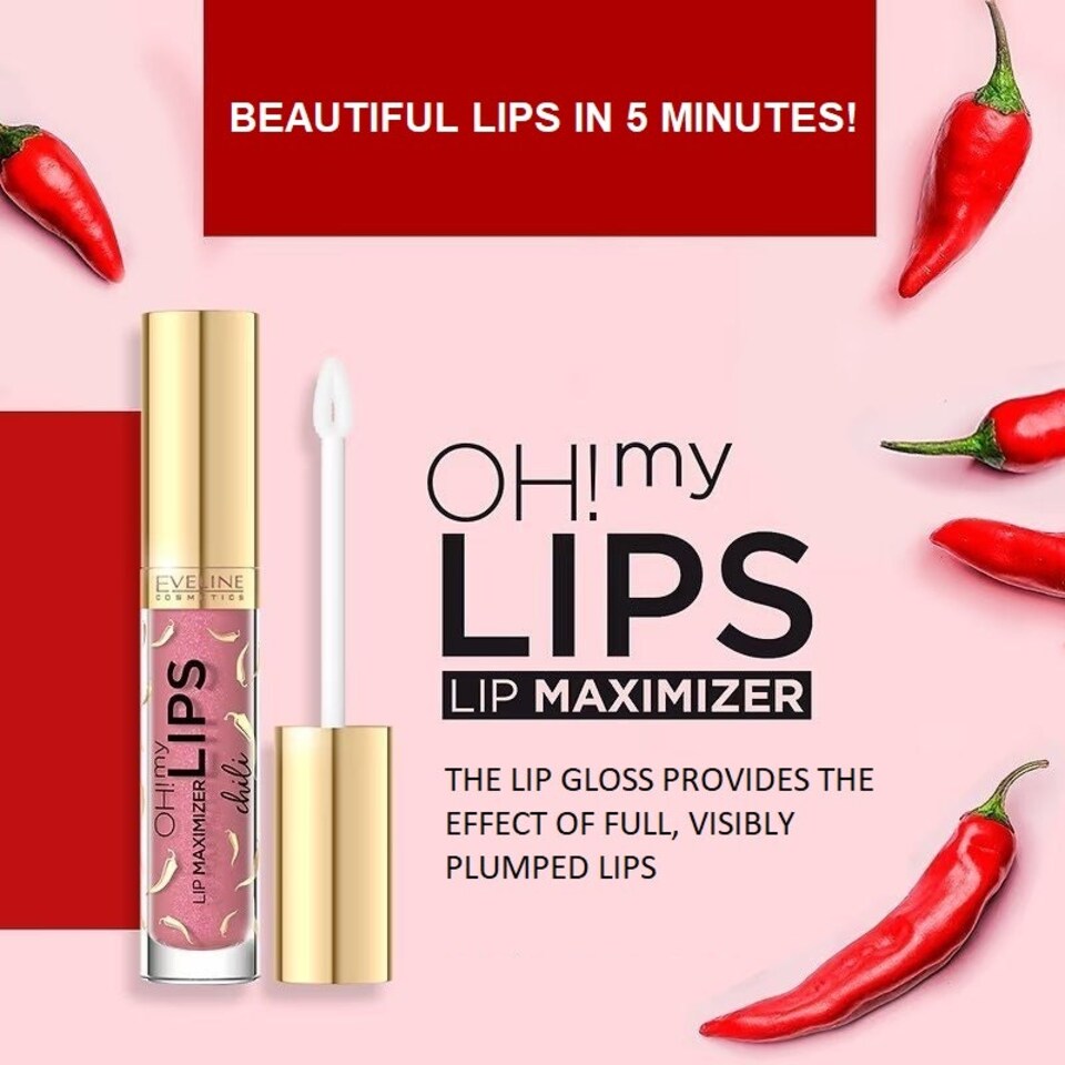 image 1 of Eveline Oh My Lips Lip Maximizer Gloss Volumizing Lips Chili Pepper 4.5ml