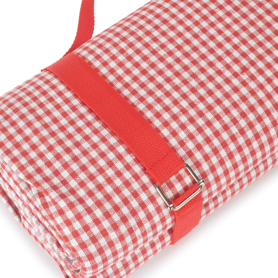 image 1 of Red and White Gingham Picnic Blanket | Red | Red